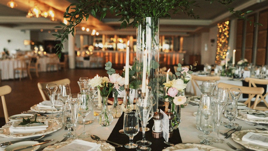 Wedding reception table setting in Ireland